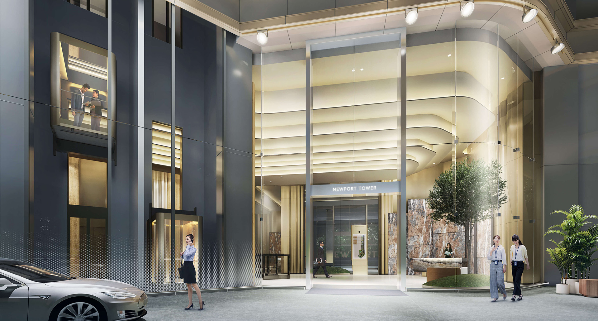 Newport Tower Grade A office lobby interior